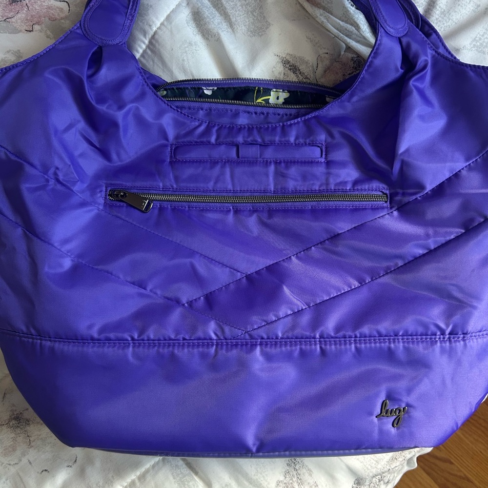 Lug Purple Quilted Shoulder Bag with Water-Resistant Finish